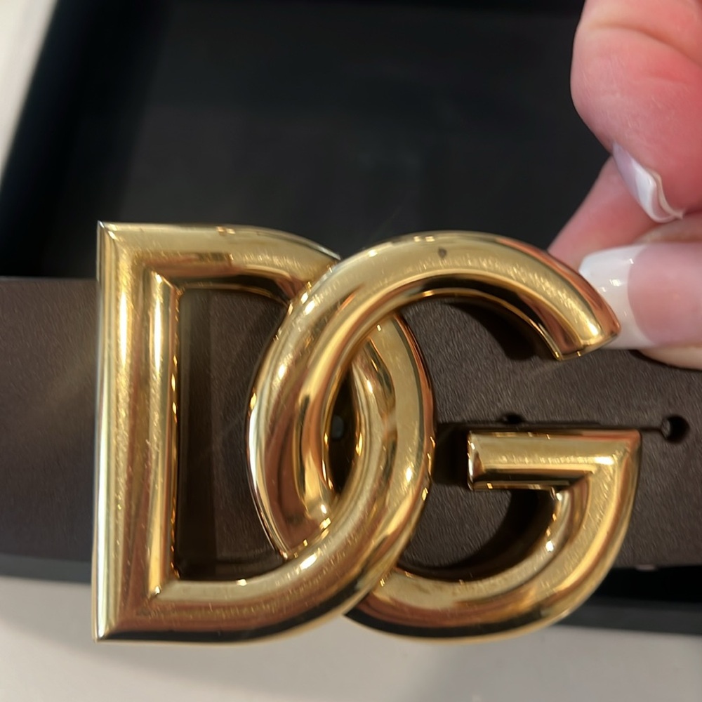 Dolce&Gabbana DG Logo Brown Leather Belt - Picture 14 of 15